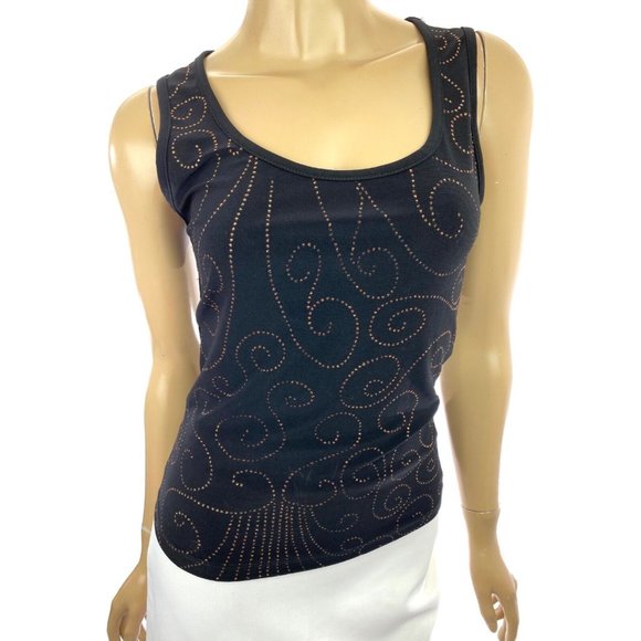 Forever 21 Sleeveless Tank Top Black w/ Tiny Rose Gold Crystals Size L - Picture 1 of 5